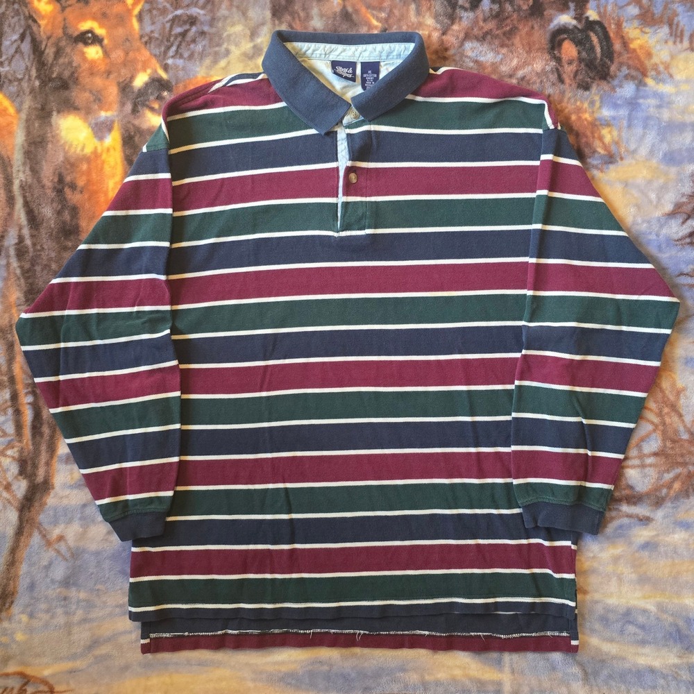 Stars & Stripes Vintage Polo Rugby Multicolor Formal Button Up Tee sz XL